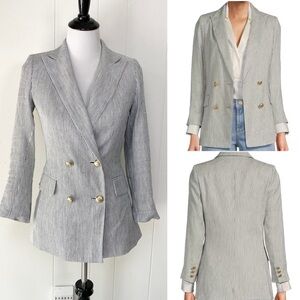 Antonio Melani Riviera Linen Blend Blazer Jacket Sz 0 Striped Blue Preppy Summer